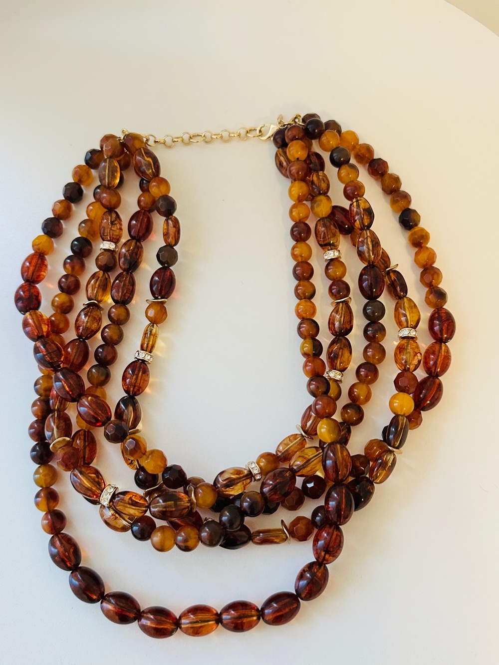 Banana Republic Multi-Strand Amber & Brown Beaded Necklace